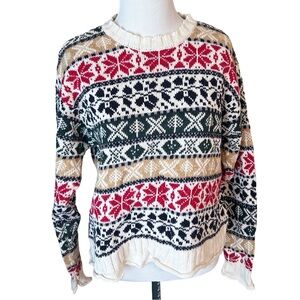 Vintage Liz Claiborne multicolor Patterned crewneck cotton Sweater